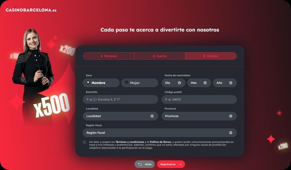 Paso 3 del registro en Casino Barcelona