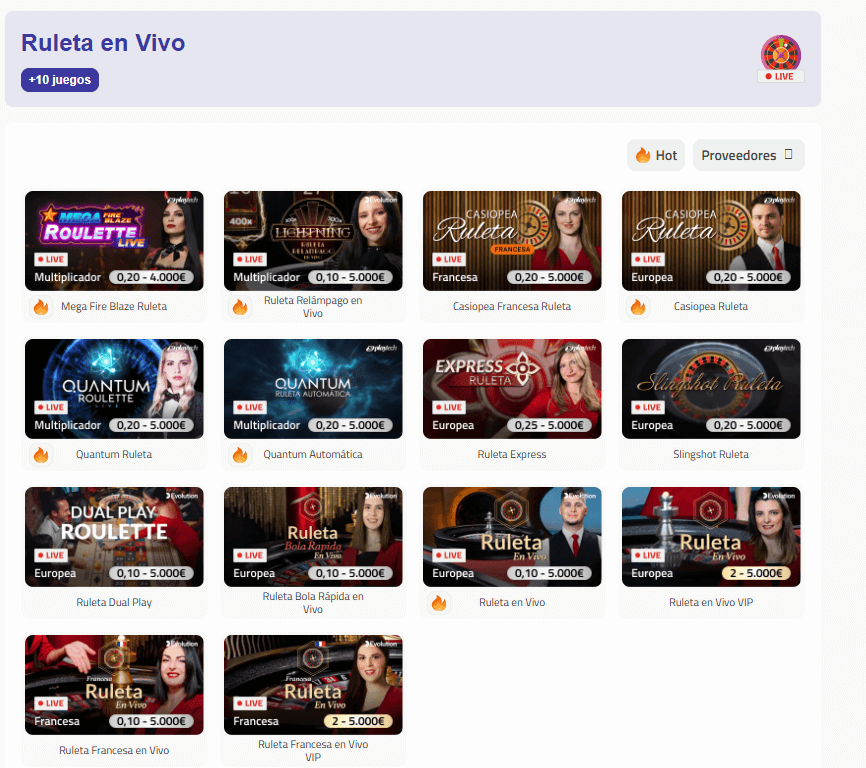 Ruleta en vivo casino luckia