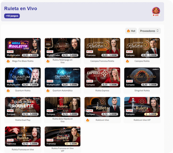 Ruleta en vivo casino luckia