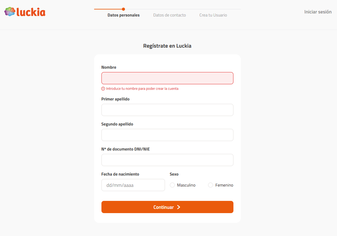paso 2 registro luckia