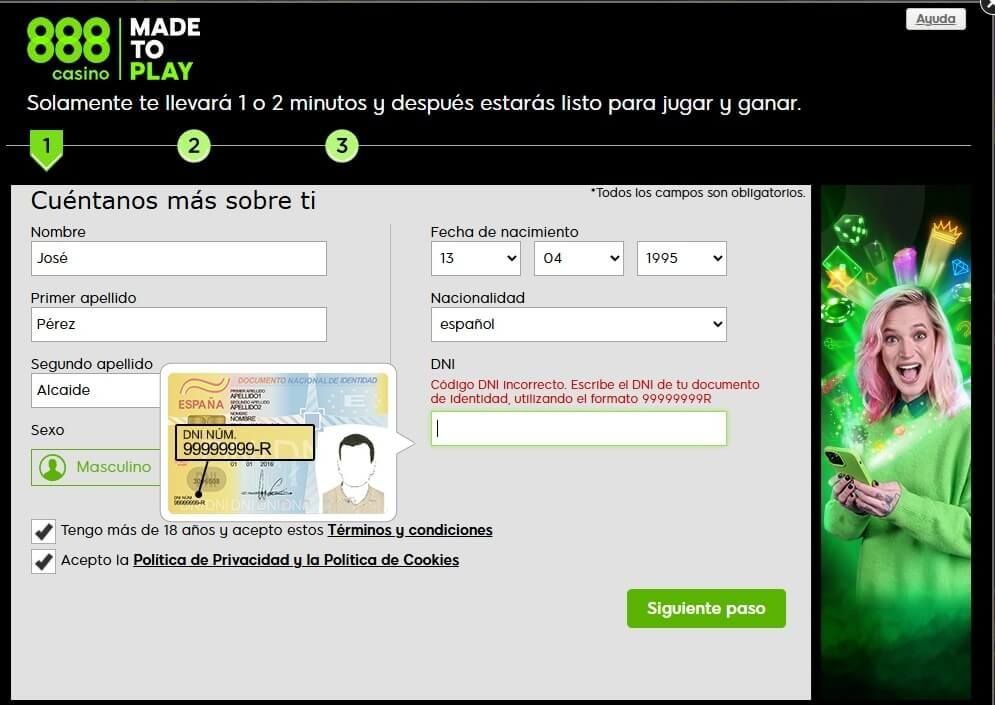 888 casino registrarse proceso fase 1
