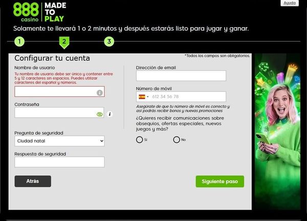 888 casino registrarse proceso fase 2