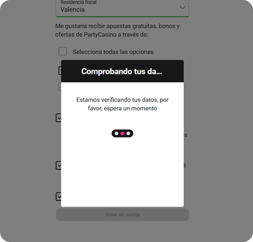 party casino online registro paso 3