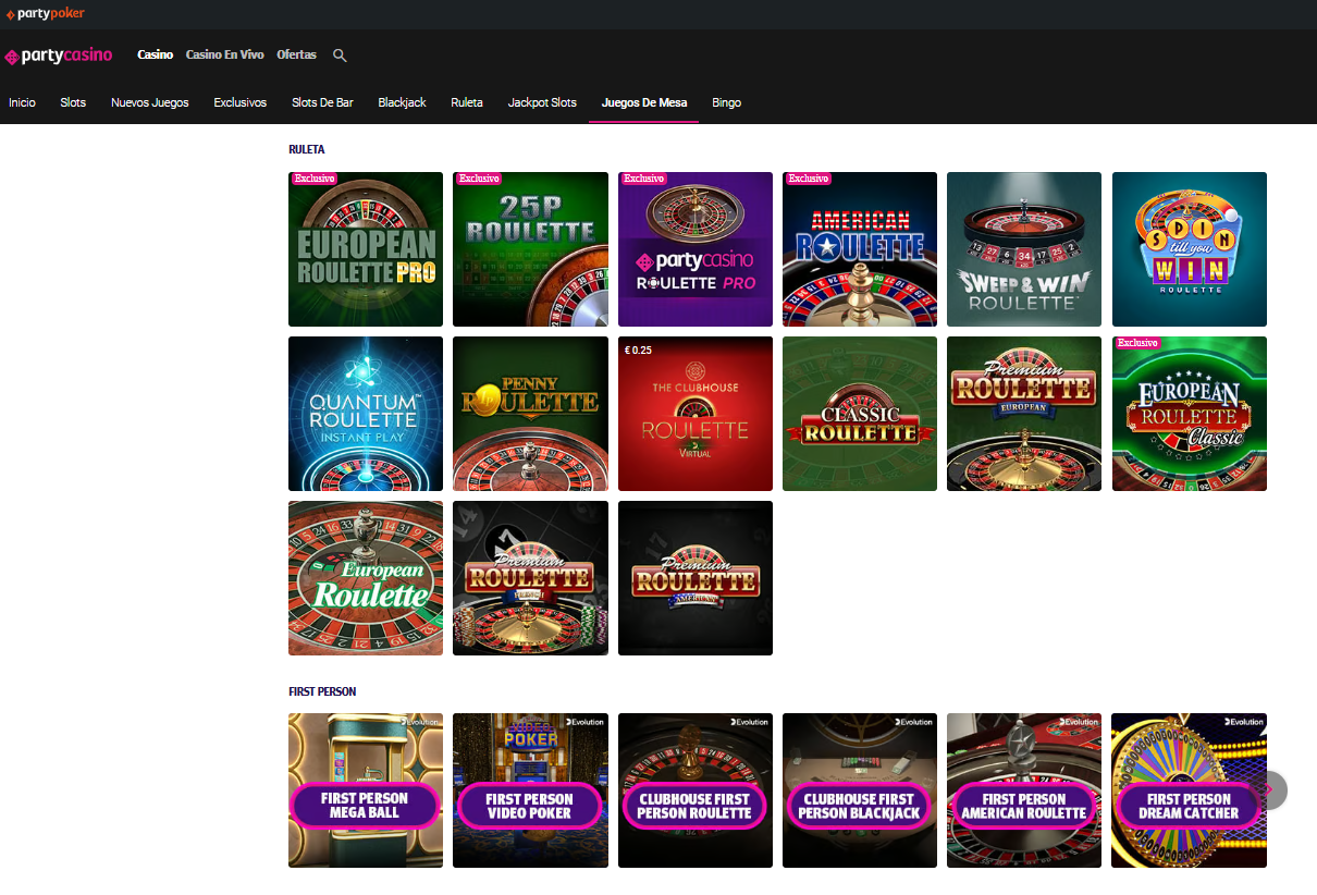 ruleta party casino
