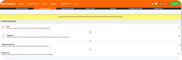 betsson casino registro paso 3