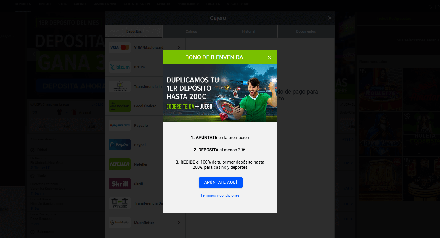 codere casino registrarse proceso paso 4