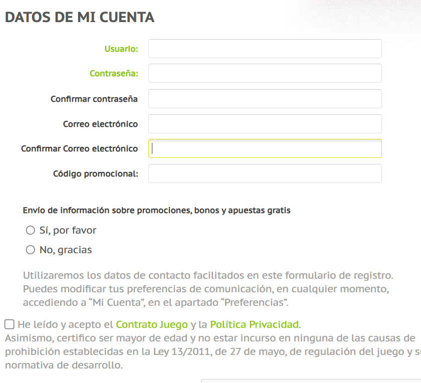 registro juegging casino paso 3