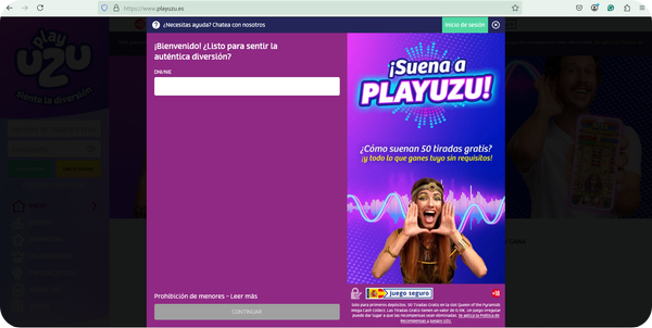 play uzu casino registro paso 2