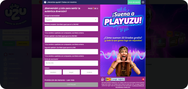 play uzu casino registro paso 3