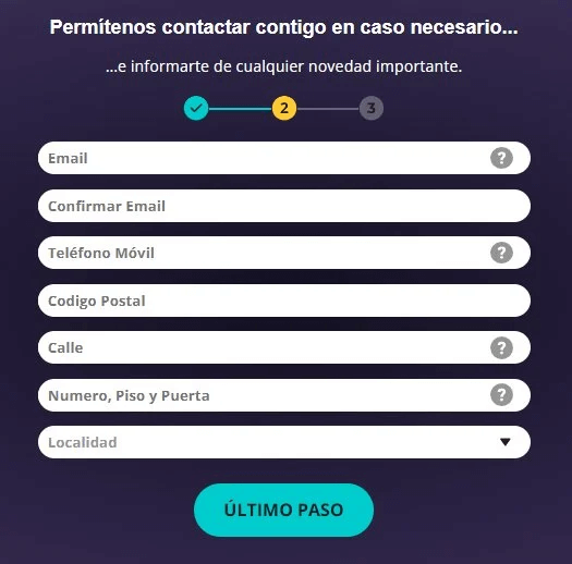 registro yocasino paso 2