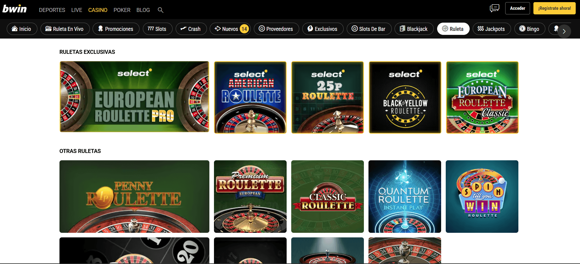 ruleta en bwin casino