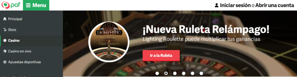 Gira las ruletas en Paf casino España