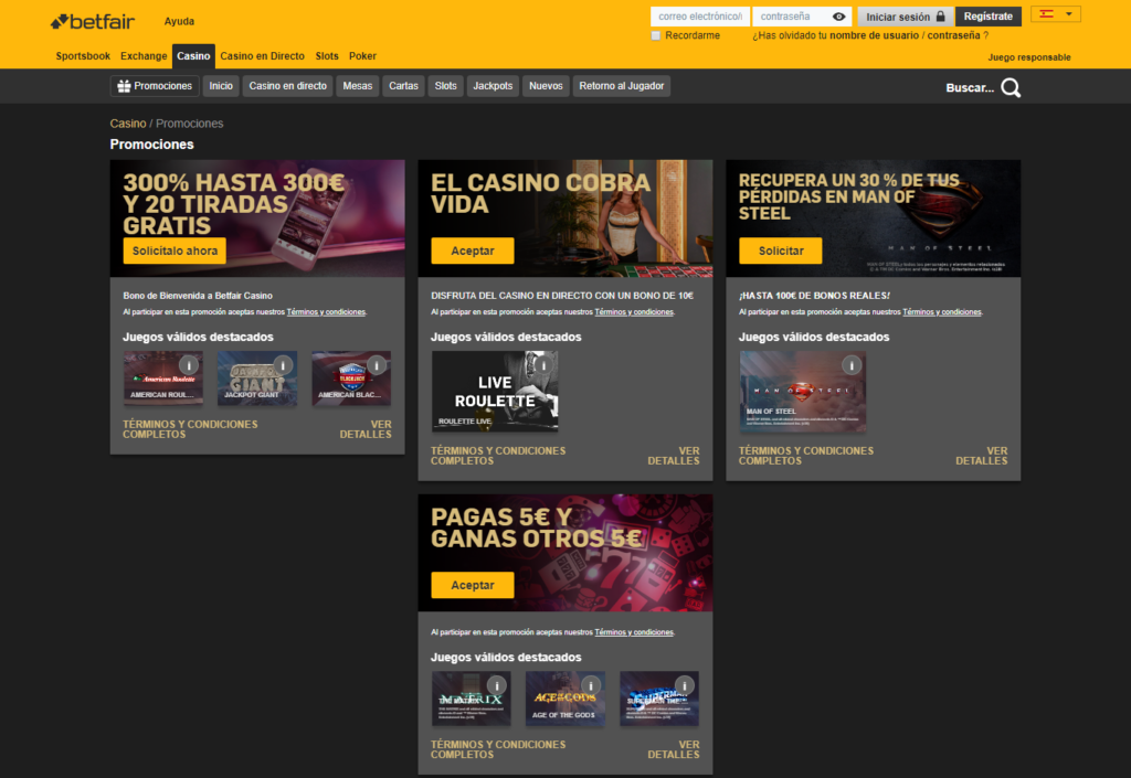 Regístrate en Betfair Casino España